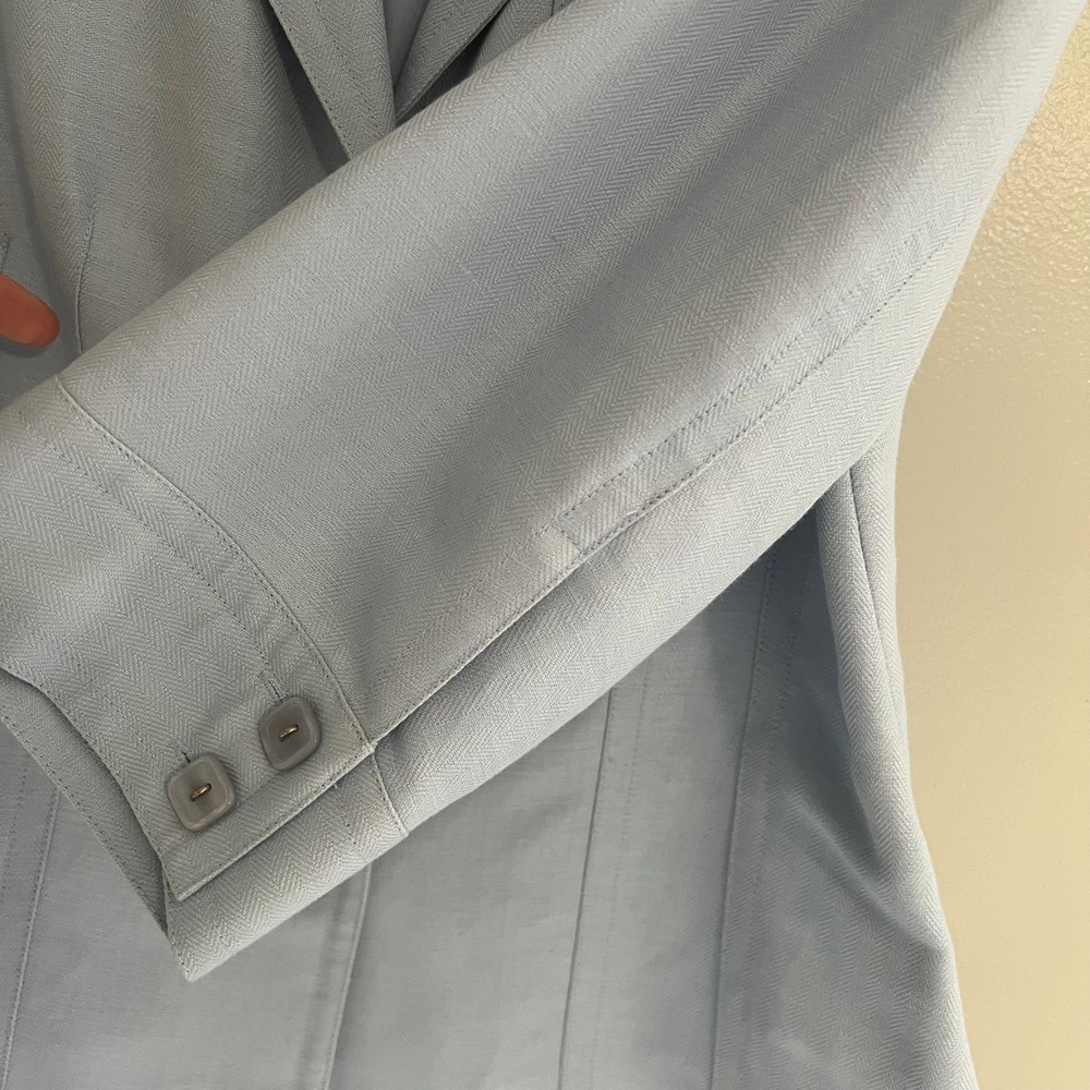 Emma James Liz Claiborne Light Blue Linen Blend Herringbone Blazer Jacket Sz 10 - Picture 5 of 14